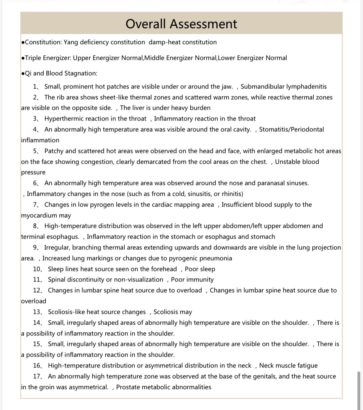 Sample assessment report page