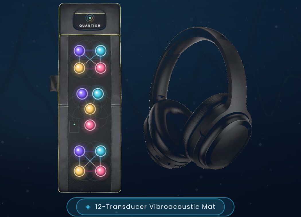 12-transducer Quantiom vibroacoustic mat and hi-def headset